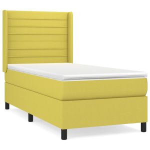 Boxspring met matras stof groen 100x200 cm