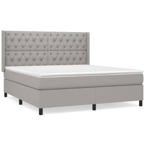 Boxspring met matras stof lichtgrijs 160x200 cm