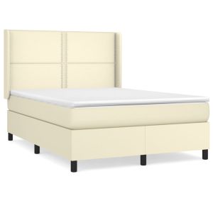 Boxspring met matras kunstleer crèmekleurig 140x200 cm