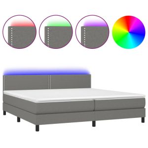 Boxspring met matras en LED stof donkergrijs 200x200 cm