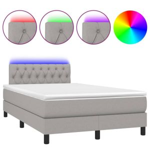 Boxspring met matras en LED stof lichtgrijs 120x200 cm