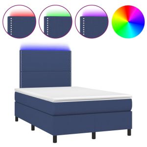Boxspring met matras en LED stof blauw 120x200 cm