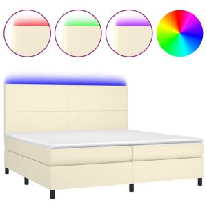 Boxspring met matras en LED kunstleer crèmekleurig 200x200 cm