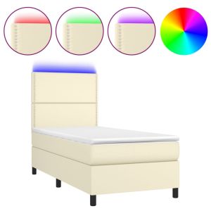 Boxspring met matras en LED kunstleer crèmekleurig 80x200 cm