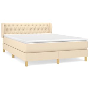 Boxspring met matras stof crèmekleurig 140x190 cm