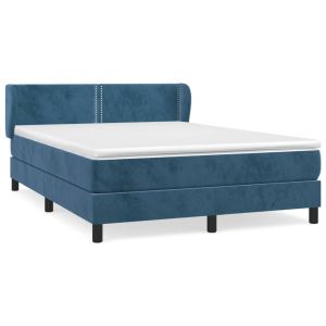 Boxspring met matras fluweel donkerblauw 140x200 cm