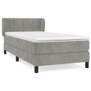 Boxspring met matras fluweel lichtgrijs 90x190 cm