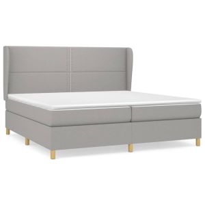 Boxspring met matras stof lichtgrijs 200x200 cm