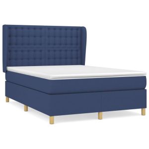 Boxspring met matras stof blauw 140x190 cm