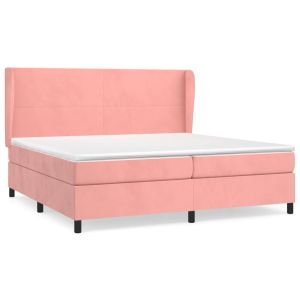 Boxspring met matras fluweel roze 200x200 cm