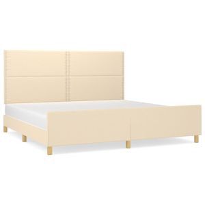 Bedframe met hoofdeinde stof crèmekleurig 200x200 cm