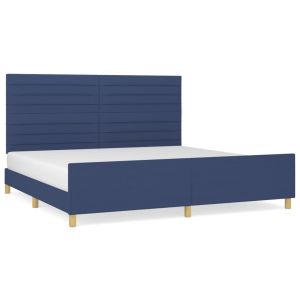 Bedframe met hoofdeinde stof blauw 200x200 cm