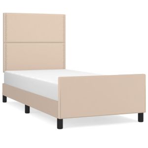 Bedframe met hoofdbord kunstleer cappucinnokleurig 90x190 cm