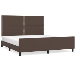 Bedframe met hoofdbord kunstleer bruin 160x200 cm