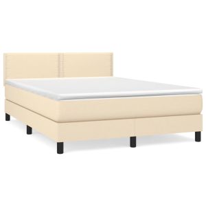 Boxspring met matras stof crèmekleurig 140x200 cm