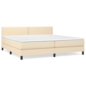 Boxspring met matras stof crèmekleurig 200x200 cm