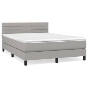Boxspring met matras stof lichtgrijs 140x190 cm