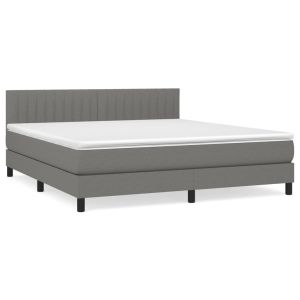 Boxspring met matras stof donkergrijs 160x200 cm