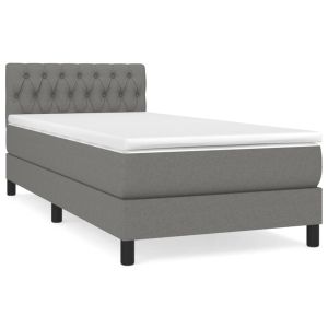 Boxspring met matras stof donkergrijs 90x200 cm