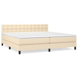Boxspring met matras stof crèmekleurig 200x200 cm
