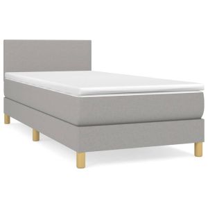 Boxspring met matras stof lichtgrijs 90x200 cm