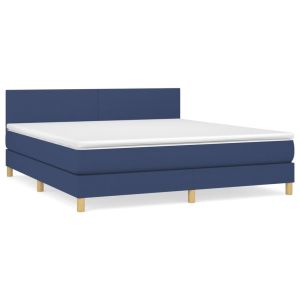 Boxspring met matras stof blauw 160x200 cm