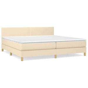 Boxspring met matras stof crèmekleurig 200x200 cm