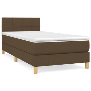 Boxspring met matras stof donkerbruin 90x200 cm