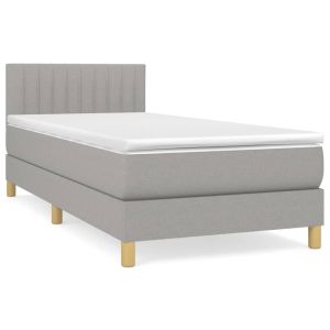 Boxspring met matras stof lichtgrijs 90x190 cm