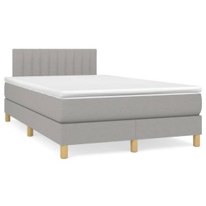 Boxspring met matras stof lichtgrijs 120x200 cm