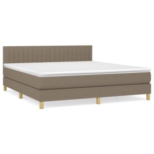 Boxspring met matras stof taupe 160x200 cm