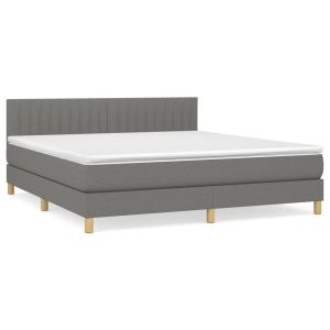 Boxspring met matras stof donkergrijs 180x200 cm