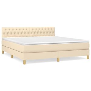 Boxspring met matras stof crèmekleurig 180x200 cm