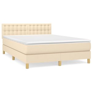 Boxspring met matras stof crèmekleurig 140x190 cm