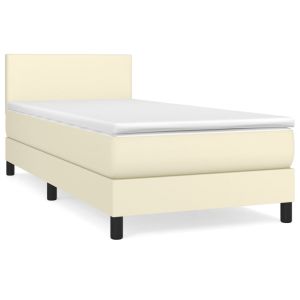 Boxspring met matras kunstleer crèmekleurig 90x200 cm