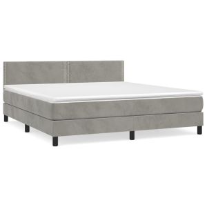 Boxspring met matras fluweel lichtgrijs 180x200 cm