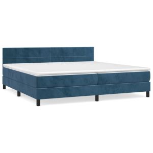 Boxspring met matras fluweel donkerblauw 200x200 cm