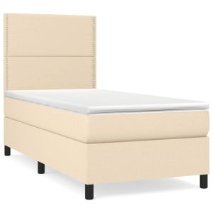 Boxspring met matras stof crèmekleurig 90x190 cm