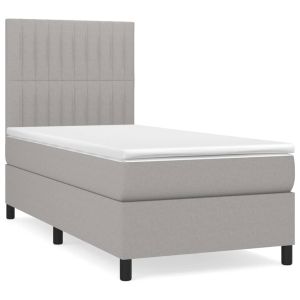 Boxspring met matras stof lichtgrijs 90x200 cm