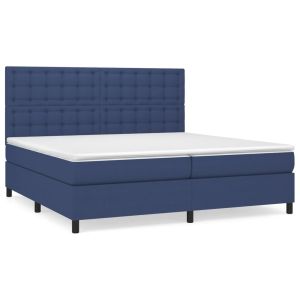 Boxspring met matras stof blauw 200x200 cm