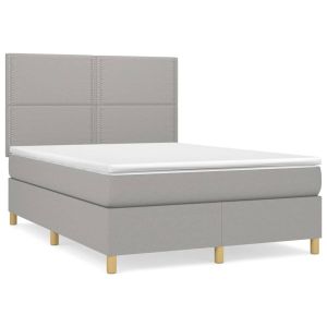 Boxspring met matras stof lichtgrijs 140x190 cm