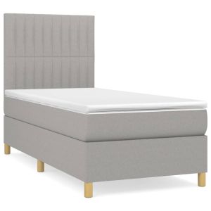 Boxspring met matras stof lichtgrijs 90x190 cm