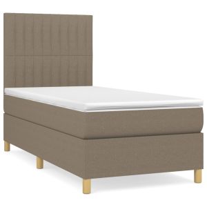 Boxspring met matras stof taupe 90x200 cm