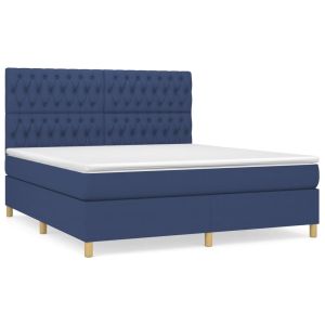 Boxspring met matras stof blauw 180x200 cm