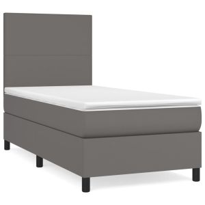 Boxspring met matras kunstleer grijs 100x200 cm