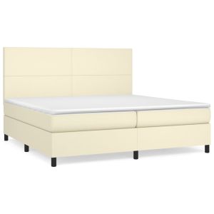 Boxspring met matras kunstleer crèmekleurig 200x200 cm