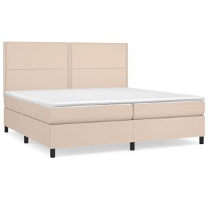 Boxspring met matras kunstleer cappuccinokleurig 200x200 cm