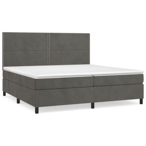 Boxspring met matras fluweel donkergrijs 200x200 cm
