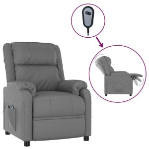 Fauteuil verstelbaar elektrisch kunstleer grijs