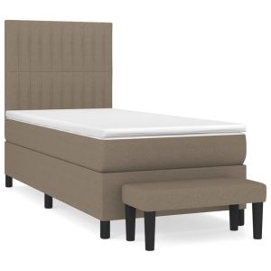 Boxspring met matras stof taupe 90x190 cm